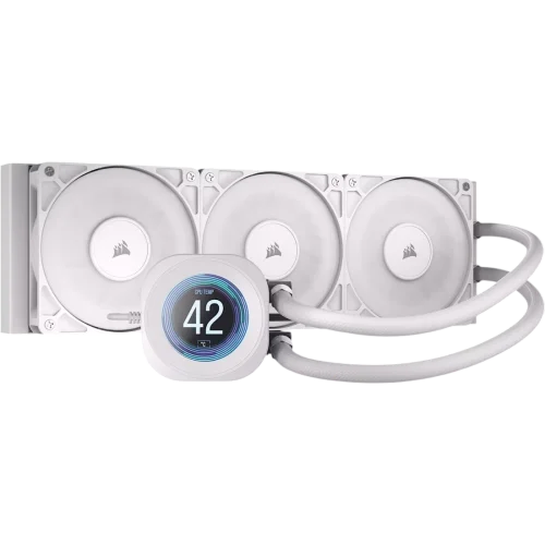 Система жидкостного охлаждения/ Water Cooling System Corsair NAUTILUS 360 RS LCD (360mm, White/ Fans: 3x120mm, 72.8CFM, 36dBA, 2100RPM/ S: 1851, 1700, AM5, AM4) (CW-9061034-WW)