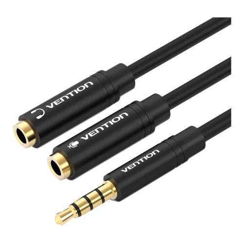 Переходник-разветвитель Vention гибкий Jack 3.5 mm M 4 pin/Jack 3.5 mm F x 2 - 0.3м (BBCBY)