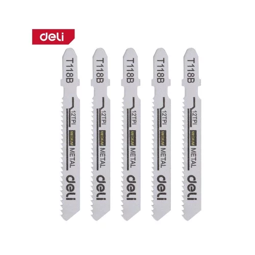 Набор оснастки Deli Пилки для электролобзика (5шт) по металлу DH-QJT012-E4 тип T118B, 12TPI, 50мм