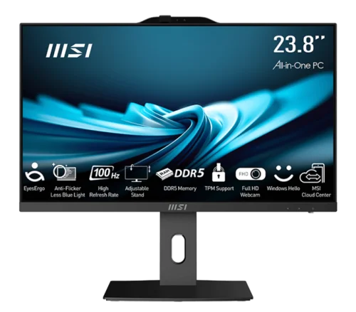 Моноблок MSI Pro AP242P 14M AiO 23,8 FHD(1920x1080)IPS AG Non-touch, Core i5-13500(2.5GHz), 16Gb(16*1) DDR5 SO-DIMM, 512GB SSD M.2, Intel Graphics,WiFi,BT,camera,WirelessKB&mouse Eng/ Rus,noOS,1y w-ty,Black (9S6-AE0621-1207)
