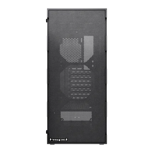 Корпус без блока питания/ Case HSPD M550, Mesh Mid Tower, Black, TG, 0.45 SPCC, no fans ATX, mATX, mITX 160/ 340/ 200mm 2x2.5, 2x3.5, 7xPCI 1xUSB-A 3.0, 2xUSB-A 2.0 395x195x450mm (M550-TGBK)