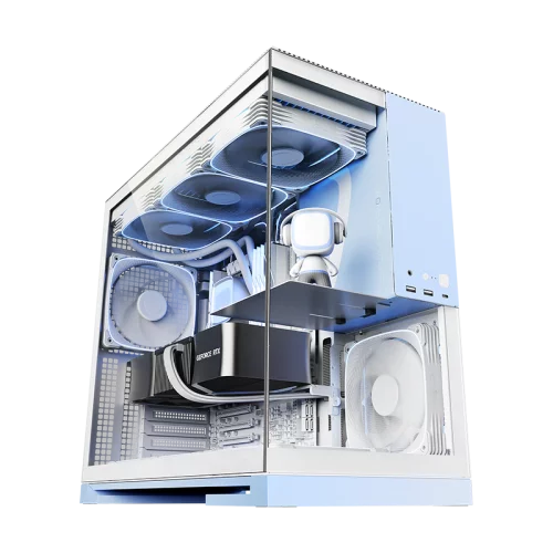 Корпус ПК без блока питания/ Case Geometric Future Model 5, Midi-Tower, TG, no fans, 2xUSB-A 3.0, 1xUSB 3.2 Type-C, E-ATX, ATX, mATX, mITX Light blue (1AM5WKPB00100)