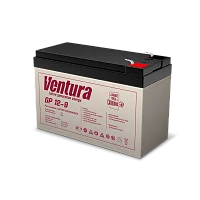 Батарея Ventura серия GP, GP12-9, напряжение 12B, емкость 9Ач (разряд 20 часов), макс. ток заряда 2.25А, свинцово-кислотная типа AGM, клеммы T2, ДШВ 151х65х100мм, вес 2.5кг/ Ventura battery GP series, GP12-9, voltage 12V, capacity 9Ah (discharge 20 h