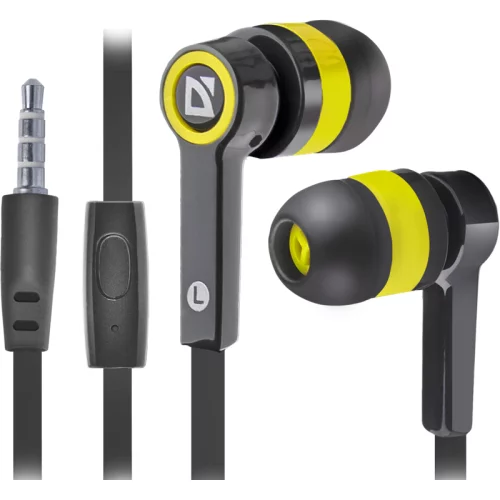 Defender Гарнитура для смартфонов Pulse 420 черный + желтый, вставки (63421)