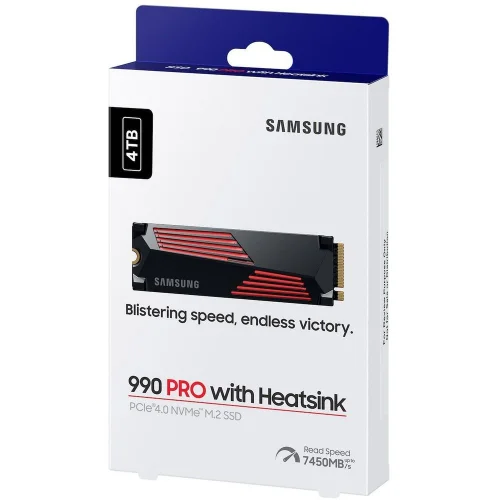 Твердотельный накопитель SSD M.2 2280 4TB Samsung 990 PRO with Heatsink MZ-V9P4T0GW PCIe Gen4x4 with NVMe, 7450/6900, IOPS 1600/1550K, MTBF 1.5M, Samsung V-NAND TLC, 4GB LPDDR4MB, 2400TBW, RTL фото 14