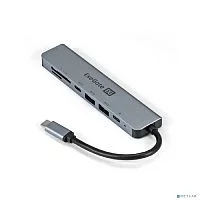 Exegate EX293983RUS Док-станция ExeGate DUB-21C/PD/CR/H (кабель-адаптер USB Type-C --] 2xUSB3.0 + Card Reader + PD 100W + HDMI 4K@60Hz, Plug&Play, серый)