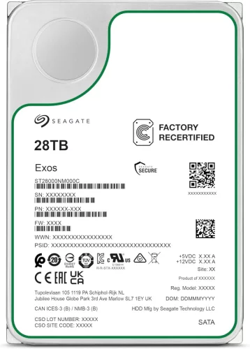 Жесткий диск/ HDD Seagate SATA 28Tb 7200 Exos X28 6Gb/ s 512Mb 1 year warranty (ST28000NM000C)