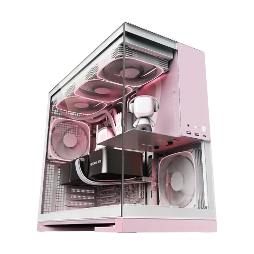 Корпус ПК без блока питания/ Case Geometric Future Model 5, Midi-Tower, TG, no fans, 2xUSB-A 3.0, 1xUSB 3.2 Type-C, E-ATX, ATX, mATX, mITX Pink (1AM5WKPK00100)