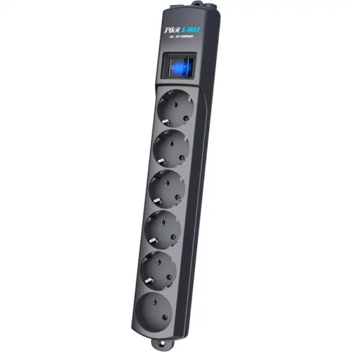 Сетевой фильтр Pilot S Max (5 евро + 1GP), 15А/3.5кВа, автомат, 3 м, графит/ Surge protector Pilot S Max (5 euros + 1GP), 15A/3.5kVA, automatic, 3 m, graphite (PILOT S-MAX 3M)