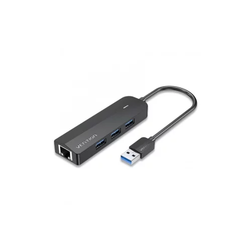 Сетевой адаптер Vention USB 3.0 M/Gigabit Ethernet RJ45 F+OTG хаб 3xUSB Черный - 0.15м. (CHNBB)