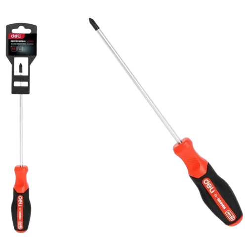 Крестовая DL3454 PH0x100мм сталь S2, матовый стержень, двухкомпонентная прорезиненная рукоять