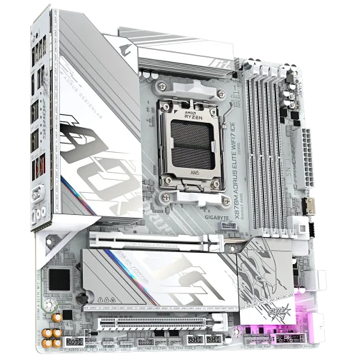 Материнская плата Gigabyte X870M AORUS ELITE WIFI7 ICE X870, AM5, 4*DDR5, 2*PCIEx16, 2*M.2, 1*TypeC, 2*USB3.2Gen2, 6*USB3.2Gen1, 8*USB2.0, 2*SATA3.0, 2.5G, 2*TypeC(DP), HDMI, M-ATX, RTL фото 3