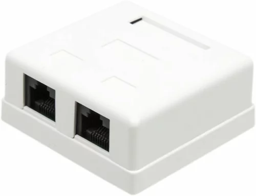 Настенная розетка, 2 порта RJ-45 категории 5е, UTP, белая (TWT-SM2-4545-WH)