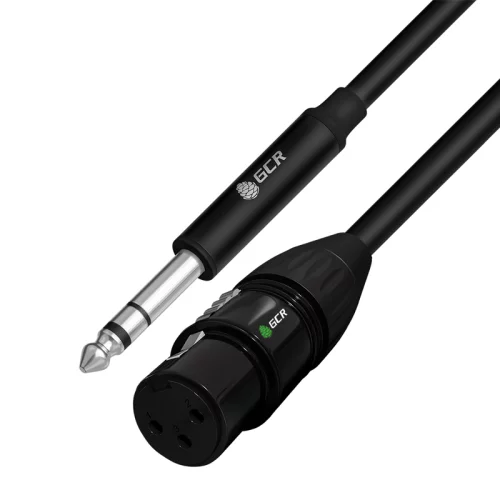 GCR Кабель 5.0m микрофонный stereo jack 6,35mm / XLR, M/ F, черный, AL case черный, GCR-53439