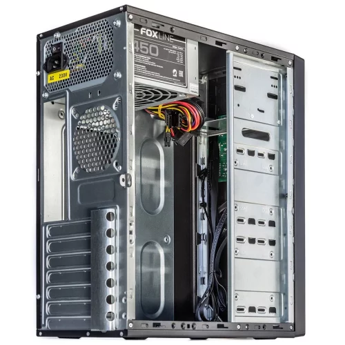 Корпус c блоком питания 450 Ватт/ Case Foxline FL-301, ATX, 1x5.25EXT, 1x3.5EXT, 4x3.5INT, 4xUSB2.0, HDA, w/o FAN, w/450W ATX PSU, w/1.2m EU pwr cord (FL-301-FZ450R) фото 2