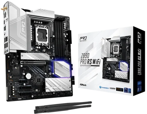 материнская плата ASROCK Z890 PRO RS WIFI, LGA1851, Z890, 4*DDR5, 4*SATA, 4*M.2, 3*USB 3.2, 4*USB 2.0, 2*Type-C, 1*PCIx16, 2*PCIx4, 1*M.2 (Key E), HDMI+DP, ATX