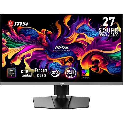 Монитор 26.5 MSI MAG 272UP QD-OLED E16 QD-OLED, 3840x2160, 165Hz, 0,03ms, 250сd/ m, 1500000:1, HDR | 2xHDMI(2.1), DP(1.4a), Type-C(PD-15W) | HAS, Pivot, Swivel, InPSU, Vesa 100, Black (9S6-3CD79A-096)