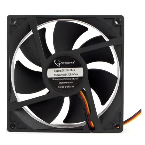 Gembird Вентилятор 92x92x25 гидродинамический тихий 3 pin/ 4pin Molex провод 30 см [S9225H-3P4M]