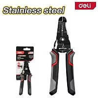 Инструмент для зачистки проводов (стриппер) Deli DL2667 диапазон зачистки 0,6-2,6 мм, нержавеющая сталь, пружина с автоматическим возвратом, прорезиненные рукоятки