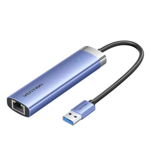 Сетевой адаптер Vention USB 3.0 M/Gigabit Ethernet RJ45+OTG хаб 3xUSB Синий - 0.15м. (TGFSB)