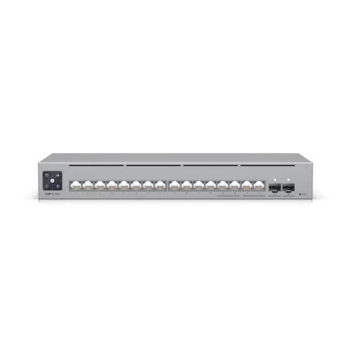 Коммутатор/ Networking interface, (12) GbE RJ45 ports (4) 1/2.5 GbE RJ45 ports (2) 10G SFP+ ports ; Total non-blocking throughput, 42 Gbps ; Switching capacity, 84 Gbps (USW-PRO-MAX-16)