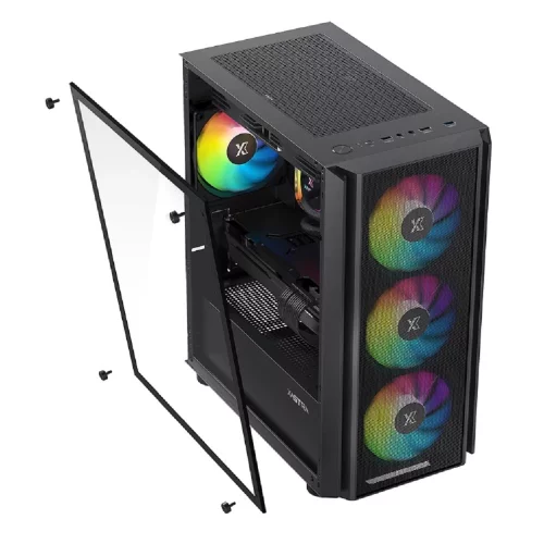 XASTRA Корпус A402M 4FRGB Black mATX/Mesh/full-size TG/4x120mm FRGB fans/ A402M-4FC12F-BK фото 3