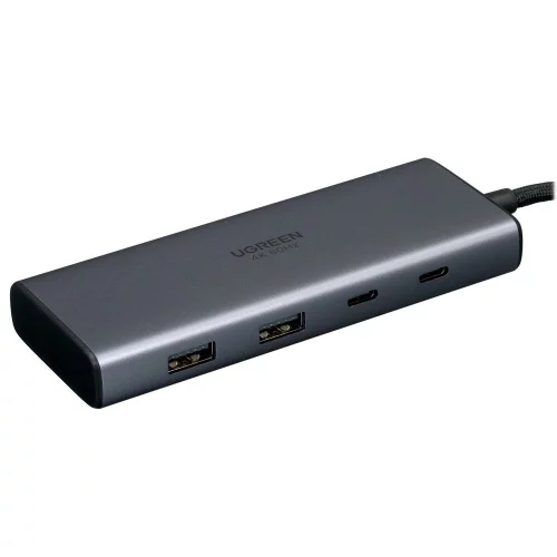 Конвертер UGREEN CM498 (45379) 4-in-1 4K@60Hz USB-C to 2*USB-A 3.2+2*USB-C 3.2+2*HDMI+PD Port Converter. Цвет: серый (45379_)