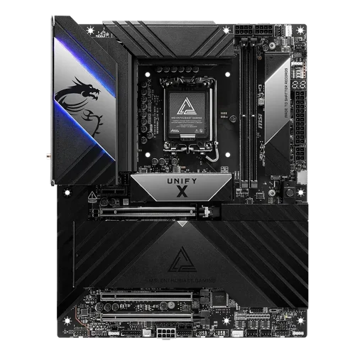 Материнская плата MSI MEG Z890 UNIFY-X Z890, LGA1851, 2*DDR5, 3*PCIEx16, 1*PCIEx1, 6*M.2, 2*TypeC, 8*USB3.2Gen2, 4*USB3.2Gen1, 8*USB2.0, 6*SATA3.0, 5G, 2*Type-C(DP), ATX, RTL фото 2