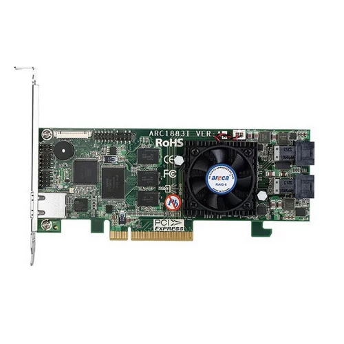 RAID-контроллер Areca ARC-1883i PCIe 3.0 x8 Low Profile, SAS/ SATA 12G, RAID 0,1,5,6,10,50,60, 8port (2*int SFF8643), Cache 2GB (аналог LSI00462 9361- 8I(2G)), RTL {10} (411314)