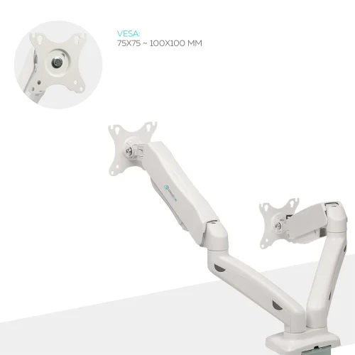 Настольный кронштейн-газлифт для двух мониторов ONKRON G160 белый (G160W) фото 7