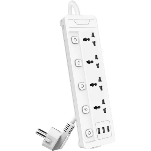 Сетевой фильтр универсальный Deli ET411/ 4розетки + 3USB , 2 м