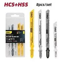 Набор пилок для электролобзика (8шт) универсальный Deli DH-QJT008-EH1 (по металлу 12TPI - 2шт, по дереву 8TPI - 4шт + 6TPI - 1шт, по алюминию 8TPI - 1шт)