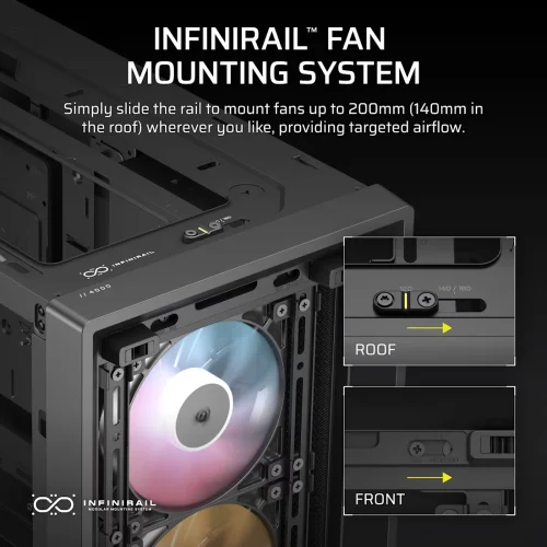 Корпус без блока питания/ Case Corsair Frame 4000D RS ARGB, Midi-Tower, TG, 3x120mm ARGB, 2xUSB-A 3.2, 1xUSB 3.2 Type-C, E-ATX, ATX, mATX, mITX Black (CC-9011296-WW) фото 5