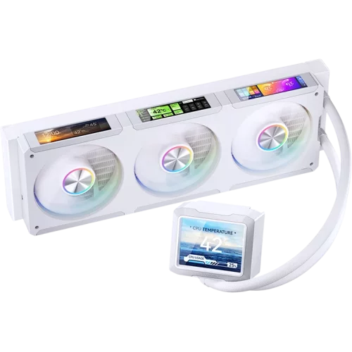 Система жидкостного охлаждения/ Water Cooling System JONSBO TF3-360SCW White (320W, 360mm, LED, White, ARGB/ Fans: 3x120mm, 62.4CFM, 37.3dBA, 2400RPM/ Pump height 63mm, 30dBA, 2500RPM, Rad thickness 2