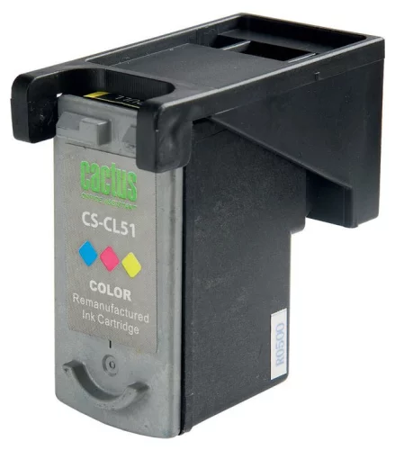 Картридж струйный Cactus CS-CL51 CL-51 голубой/пурпурный/желтый (18мл) для Canon Pixma MP150/MP160/MP170/MP180/MP450/MP460/iP2200/iP6210/iP6220/iP6220D/iP6310/iP6310D/MX300/MX310 с чипом