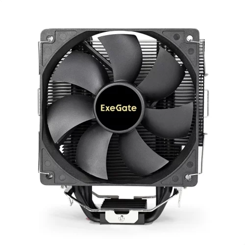 Exegate EX286299RUS Кулер Dark Magic EXX400-PWM (Al+Cu, черное покрытие, 4 тепл.трубки, LGA775/ 1150/ 1151/ 1155/ 1156/ 1200/ 1700/ AM2/ AM2+/ AM3/ AM3+/ AM4/ FM1/ FM2/ 754/ 939/ 940, TDP 140W, Fan 120mm, PWM, 1200-2 фото 2