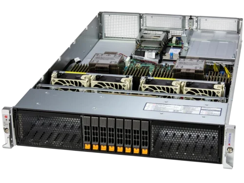 Серверная платформа/ Supermicro Server SYS-222H-TN 2U (2x LGA4710 / 32x DDR5 RDIMM / 8x Hs 2.5 NVMe / 3x PCIe 5.0 x16 / 2 / 2x PCIe 5.0 x8 / 1x OCP 3.0 / 10GbE RJ45 X710-AT2 / 2x 1600W Power) (8 NVME