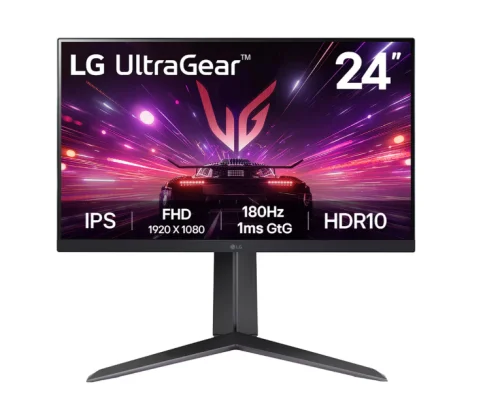 Монитор 23.8 LG 24GS65F-B Black с поворотом экрана (IPS, 1920x1080, 180Hz, 1 ms, 178°/ 178°, 300 cd/ m, 1000:1, +НDMI,DP)