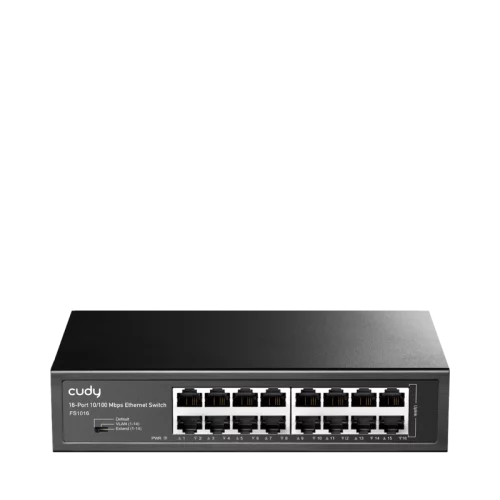 Коммутатор/ 16-Port 10/100 Mbps Switch, 16 10/100 Mbps RJ45 Ports, Switch/VLAN/Extend working mode DIP switch, Rack-mountable Steel Case, Power Saving, Plug & Play, Rack-Mount kits included (FS1016)