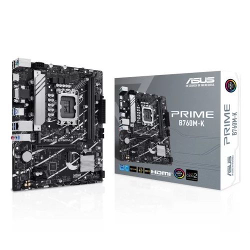 ASUS PRIME B760M-K, LGA1700, B760, 2*DDR5, 4*SATA, 2*M.2, 4*USB 3.2, 2*USB 2.0, 1*PCIx16, 2*PCIx1, HDMI+VGA, mATX; 90MB1FI0-M1EAY0 (90MB1FI0-M0EAY0)
