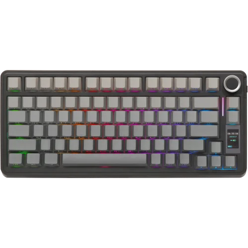 Игровая клавиатура/ Беспроводная механическая клавиатура AULA S75 PRO Серый градиент, символы на бок. грани, зеленые Reaper свитчи, РУС (Bluetooth, 2.4 Гц) (6978080502384)