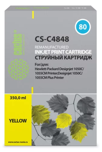 Картридж струйный Cactus CS-C4848 №80 желтый (400мл) для HP DJ 1050C/1055CM/1000 с чипом