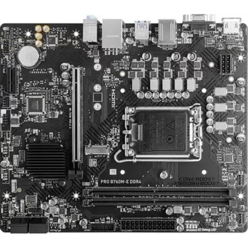 Материнская плата/ MB MSI INTEL B760 s1700, 2xDDR4(64GB), D-SUB/HDMI 1.4, 1xPCIe 4.0x16, 1xPCIe 3.0, 1xLAN, 4xSATA 6Gb/s, 1xM.2, 2xUSB 3.2, 4xUSB 2.0, 1xPS/2, mATX (PRO B760M-E DDR4) фото 2