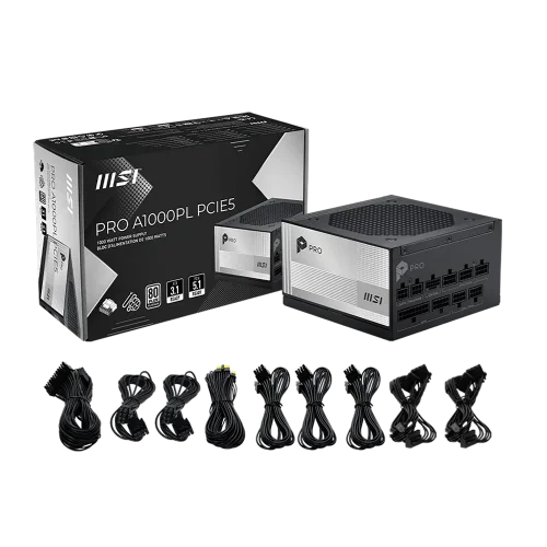 Блок питания MSI PRO A1000PL PCIE5 1000W (306-7ZPLX11-HD8) Блок питания MSI PRO A1000PL PCIE5 1000W, 80+ Platinum, полностью модульный, ATX 3.1, PCIE5.1, RTL (306-7ZPLX11-HD8) фото 5