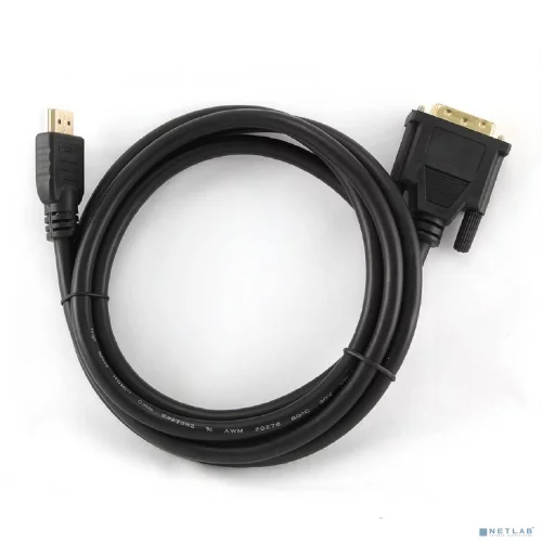 Кабель HDMI-DVI Cablexpert, 1.8м, 19M/ 19M, single link, черный, позол.разъемы, экран [CC-HDMI-DVI-6]