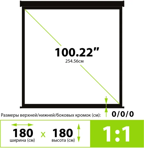Экран Cactus 180x180см Triscreen CS-PST-180x180 1:1 напольный рулонный черный фото 4