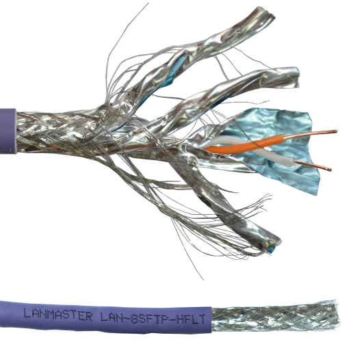 Витая пара Кабель LANMASTER S/ FTP, 4 пары, Кат. 8, 2000 МГц, LSZH, нг(А)-HF, 305 м (LAN-8SFTP-HFLT)