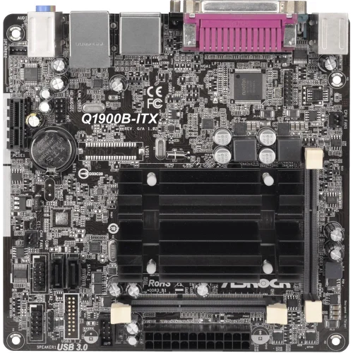Материнская плата с ЦПУ ASRock Q1900B-ITX (Q1900B-ITX) Материнская плата с ЦПУ ASRock Q1900B-ITX, Intel® Quad-Core Processor J1900 (2 GHz), Mini-ITX, 2xDDR3/DDR3L-1333 SO-DIMM, Max 16GB, 1xPCI-Ex1, 1xSATA2, Giga Lan, 6CH, VGA/HDMI, 3xUSB2.0, 1xUSB3.0 RTL {20} фото 3