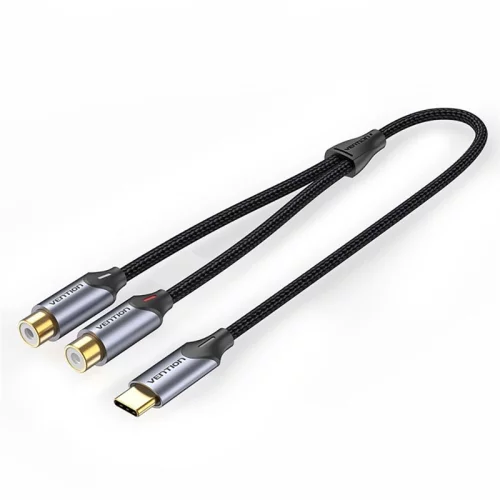 Переходник-разветвитель Vention гибкий USB-C M/2RCA F - 1м (BGVHF)