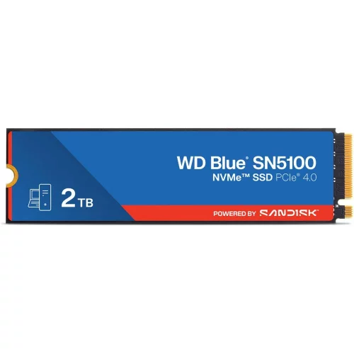 Твердотельный накопитель Western Digital Blue SN5100 SSD M2.2280 PCIe 4.0 2Tb, 7100MBs/6700MBs, TBW 900, WDS200T5B0E, 1 year